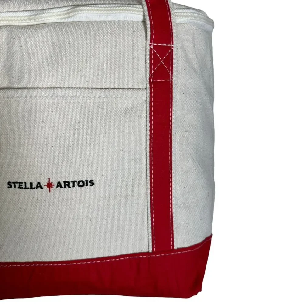 Stella Artois Canvas Tote Cooler Beverage Bag Ice Chest Red Cream‎ Unisex